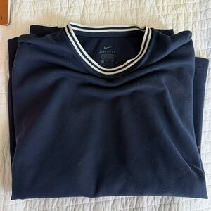 Nike Navy Crew Sweatshirt with White-Trim Collar